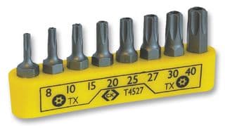 T4527 - CK TOOLS - T4527 - Bit Set, Screwdriver, Torx, Tamperproof, TX8 - TX40, 8 Piece