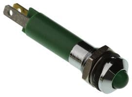 19040351 - CML INNOVATIVE TECHNOLOGIES - 19040351 - LED Panel Mount Indicator, Satin Chrome Bezel, Green, 24 VDC, 8 mm, 20 mA, 32 mcd, IP67