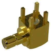 SMB1252B1-3GT30G-50 - AMPHENOL RF - SMB1252B1-3GT30G-50 - RF / Coaxial Connector, SMB Coaxial, Right Angle Jack, Through Hole Right Angle, 50 ohm, Brass