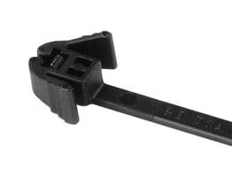 115-40200 REZ200-PA66-BK - HELLERMANNTYTON - 115-40200 REZ200-PA66-BK - Cable Tie, Easy Release, Nylon 6.6 (Polyamide 6.6), Black, 200 mm, 4.7 mm, 50 mm, 135 N