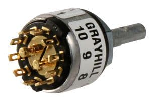 56SD36-01-2-AJS - GRAYHILL - 56SD36-01-2-AJS - Rotary Switch, 5 Position, 2 Pole, 36 °, 200 mA, 115 V, 56 Series