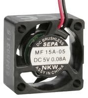 MF_15A05 - SEPA - MF_15A05 - DC Axial Fan, Brushless Motor, Miniature, 5 V, Square, 15 mm, 8 mm, Sleeve Bearing, 0.35 CFM