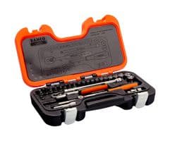 S290 - BAHCO - S290 - Socket Set, 1/4" Sizes, Metric Measurements, Ratchet Handle, 30 Pieces
