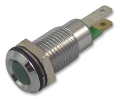 19010051 - CML INNOVATIVE TECHNOLOGIES - 19010051 - LED Panel Mount Indicator, Satin Chrome Bezel, Green, 2.4 VDC, 8 mm, 30 mA, 8 mcd, Not Rated
