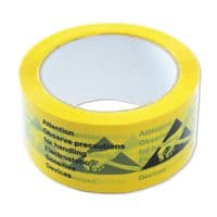 054-0002 - MULTICOMP PRO - 054-0002 - Packaging Tape, ESD Warning, PVC (Polyvinyl Chloride), Yellow, 50 mm x 66 m