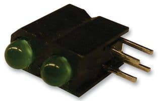 553-0222F - DIALIGHT - 553-0222F - Circuit Board Indicator, Green, 2 LEDs, Through Hole, T-1 (3mm), 2 mA, 1.6 mcd