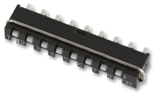 SIP-08A - MULTICOMP PRO - SIP-08A - DIP / SIP Switch, 8 Circuits, Slide, Through Hole, SPST, 5 V, 10 mA