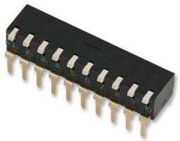 A6DR-0100 BY OMZ - OMRON ELECTRONIC COMPONENTS - A6DR-0100 BY OMZ - DIP / SIP Switch, 10 Circuits, Piano Key, Through Hole, SPST, 30 V, 30 mA