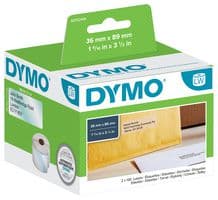99013 - DYMO - 99013 - Label, Address, Identification, 36mm H x 89mm W, Plastic, Black on Clear, 260