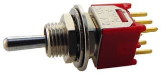2MD6T1B5M2RE - MULTICOMP PRO - 2MD6T1B5M2RE - Toggle Switch, On-On-On, DPDT, Non Illuminated, 2M, Through Hole, 100 mA