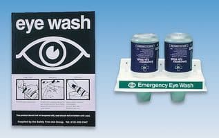 E410 - SAFETY FIRST AID GROUP - E410 - Eyewash Station, 2 x 500 ml, Bottle, Self Adhesive Sign, Saline Solution