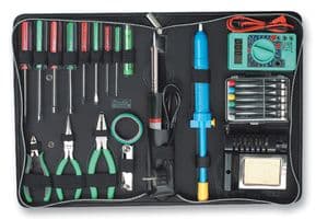 1PK-616B-40 - PROSKIT INDUSTRIES - 1PK-616B-40 - Professional Tool Kit, Soldering Iron & Assorted Tools, EU Plug, Folding Zip Case, 31 Pieces