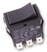 A8G-107-1-24 - OMRON ELECTRONIC COMPONENTS - A8G-107-1-24 - Rocker Switch, DPDT, Non Illuminated, Panel Mount, Black, A8G Series