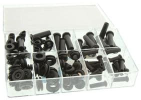 639-60000 HOT KIT-PVC-FR-BK - HELLERMANNTYTON - 639-60000 HOT KIT-PVC-FR-BK - Grommet Kit, Mix For Bend and Edge Protection, PVC, Black, Multi Compartment Storage Case, 100 Pcs