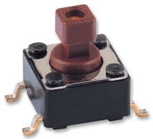 1254.1007 - MENTOR - 1254.1007 - Tactile Switch, Top Actuated, Surface Mount, Plunger for Cap, 160 gf, 50mA at 12VDC