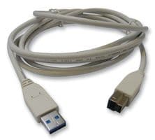 11.99.8870 - MULTICOMP PRO - 11.99.8870 - USB Cable, Type A Plug to Type B Plug, 1.8 m, 5.9 ft, USB 3.0, White