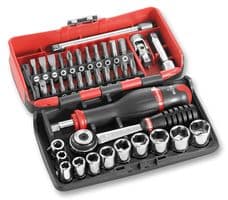 R2NANOPB - FACOM - R2NANOPB - Socket Set, Ultra-Compact, 1/4" Drive, Ratchet Handle, 20 Pieces