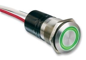 MPI001/FL/BL - BULGIN / PARTNER STOCK - MPI001/FL/BL - Vandal Resistant Switch, MPI001 Series, 19.2 mm, SPST-NO, Off-(On)
