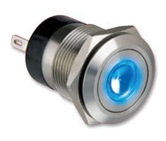 MPI001/FL/BL/12 - BULGIN / PARTNER STOCK - MPI001/FL/BL/12 - Vandal Resistant Switch, MPI001 Series, 19.2 mm, SPST-NO, Off-(On)