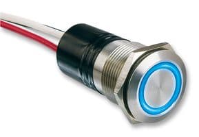 MPI002/FL/RD/24 - BULGIN / PARTNER STOCK - MPI002/FL/RD/24 - Vandal Resistant Switch, MPI002 Series, 19.2 mm, SPST-NO
