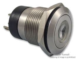 MPI001/RP/RD/24 - BULGIN / PARTNER STOCK - MPI001/RP/RD/24 - Vandal Resistant Switch, MPI001 Series, 19.2 mm, SPST-NO, Off-(On)
