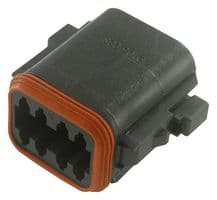 DT068SA-CE10 - DEUTSCH - TE CONNECTIVITY - DT068SA-CE10 - Automotive Connector Housing, Thin Wall, Black, DT, Plug, 8 Ways, DT Series Socket Contacts