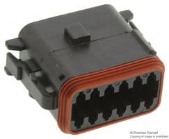 DT0612SA-CE10 - DEUTSCH - TE CONNECTIVITY - DT0612SA-CE10 - Automotive Connector Housing, Thin Wall, Black, DT, Plug, 12 Ways, DT Series Socket Contacts