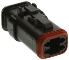 DT064S-CE13 - DEUTSCH - TE CONNECTIVITY - DT064S-CE13 - Automotive Connector Housing, Thin Wall, Black, DT, Plug, 4 Ways, DT Series Socket Contacts