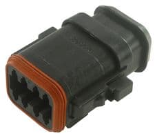 DT068SA-CE12 - DEUTSCH - TE CONNECTIVITY - DT068SA-CE12 - Automotive Connector Housing, Thin Wall, Black, DT, Plug, 8 Ways, DT Series Socket Contacts