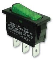 1830.3118-02 - MARQUARDT - 1830.3118-02 - Rocker Switch, Off-On, SPST, Illuminated, Panel Mount, Green, 1830 Series