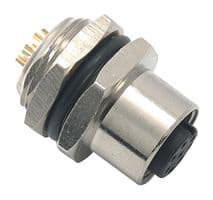 2MT3000-W03300 - MULTICOMP - 2MT3000-W03300 - Sensor Connector, M12 Series, M12, Female, 3 Positions, Solder Socket, Straight Panel Mount