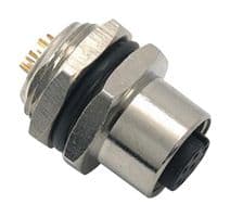 2MT3000-W05300 - MULTICOMP PRO - 2MT3000-W05300 - Sensor Connector, M12 Series, M12, Female, 5 Positions, Solder Socket, Straight Panel Mount
