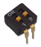 A6D2103 - OMRON ELECTRONIC COMPONENTS - A6D2103 - DIP / SIP Switch, 2 Circuits, Slide, Through Hole, SPST, 24 V, 25 mA