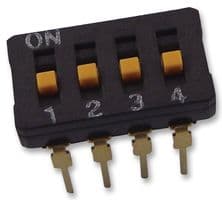 A6D4103 - OMRON ELECTRONIC COMPONENTS - A6D4103 - DIP / SIP Switch, 4 Circuits, Slide, Through Hole, SPST, 24 V, 25 mA