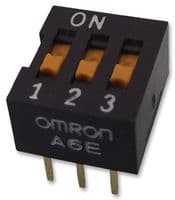A6E3101 - OMRON ELECTRONIC COMPONENTS - A6E3101 - DIP / SIP Switch, 3 Circuits, Slide, Through Hole, SPST, 24 V, 25 mA