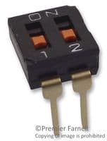 A6T2101 - OMRON ELECTRONIC COMPONENTS - A6T2101 - DIP / SIP Switch, 2 Circuits, Slide, Through Hole, SPST, 24 VDC, 25 mA