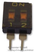 A6T2102 - OMRON ELECTRONIC COMPONENTS - A6T2102 - DIP / SIP Switch, 2 Circuits, Slide, Through Hole, SPST, 24 VDC, 25 mA