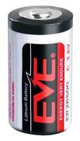 ER26500 - EVE - ER26500 - Battery, 3.6 V, C, Lithium Thionyl Chloride, 8.5 Ah, Raised Positive and Flat Negative, 1