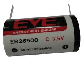 ER26500T - EVE - ER26500T - Battery, 3.6 V, C, Lithium Thionyl Chloride, 8.5 Ah, Solder Tab, 1