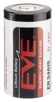 ER34615 - EVE - ER34615 - Battery, 3.6 V, D, Lithium Thionyl Chloride, 19 Ah, Raised Positive and Flat Negative, 1