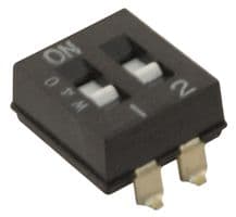 A6SN-2104 - OMRON - A6SN-2104 - DIP / SIP Switch, Raised Slide, 2 Circuits, Slide, Surface Mount, SPST, 25 V, 25 mA