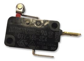 D3V-165-2C4 - OMRON ELECTRONIC COMPONENTS - D3V-165-2C4 - Microswitch, Miniature, Short Hinge Roller Lever, SPST-NC, Quick Connect, 16 A, 250 V