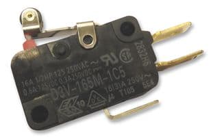 D3V-165M-1C5 - OMRON ELECTRONIC COMPONENTS - D3V-165M-1C5 - Microswitch, Miniature, Short Hinge Roller Lever, SPDT, Quick Connect, 16 A, 250 V