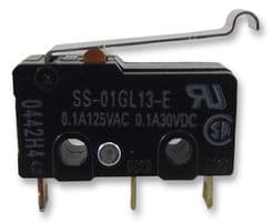 SS-01GL13-E - OMRON - SS-01GL13-E - Microswitch, Subminiature, Simulated Roller Lever, SPDT, Solder, 100 mA, 30 V