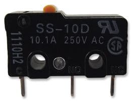 SS-10D1 - OMRON ELECTRONIC COMPONENTS - SS-10D1 - Microswitch, Subminiature, Pin Plunger, SPDT, Solder, 10.1 A