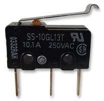 SS-10GL13T - OMRON ELECTRONIC COMPONENTS - SS-10GL13T - Microswitch, Subminiature, Simulated Roller Lever, SPDT, Quick Connect, Solder, 10.1 A