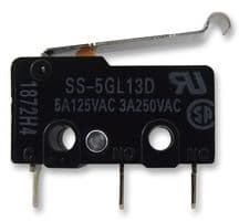 SS-5GL13D - OMRON - SS-5GL13D - Microswitch, Subminiature, Simulated Roller Lever, SPDT, Solder, 5 A