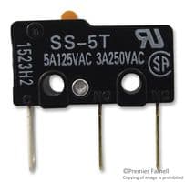 SS-5T - OMRON - SS-5T - Microswitch, Subminiature, Pin Plunger, SPDT, Quick Connect, 5 A