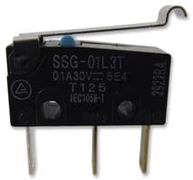 SSG-01L3T - OMRON ELECTRONIC COMPONENTS - SSG-01L3T - Microswitch, Subminiature, Simulated Roller Lever, SPDT, Quick Connect, Solder, 30 V