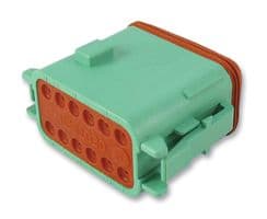 DT06-12SC-CE06 - DEUTSCH - TE CONNECTIVITY - DT06-12SC-CE06 - Automotive Connector Housing, Thin Wall, Green, DT, Plug, 12 Ways, DT Series Socket Contacts